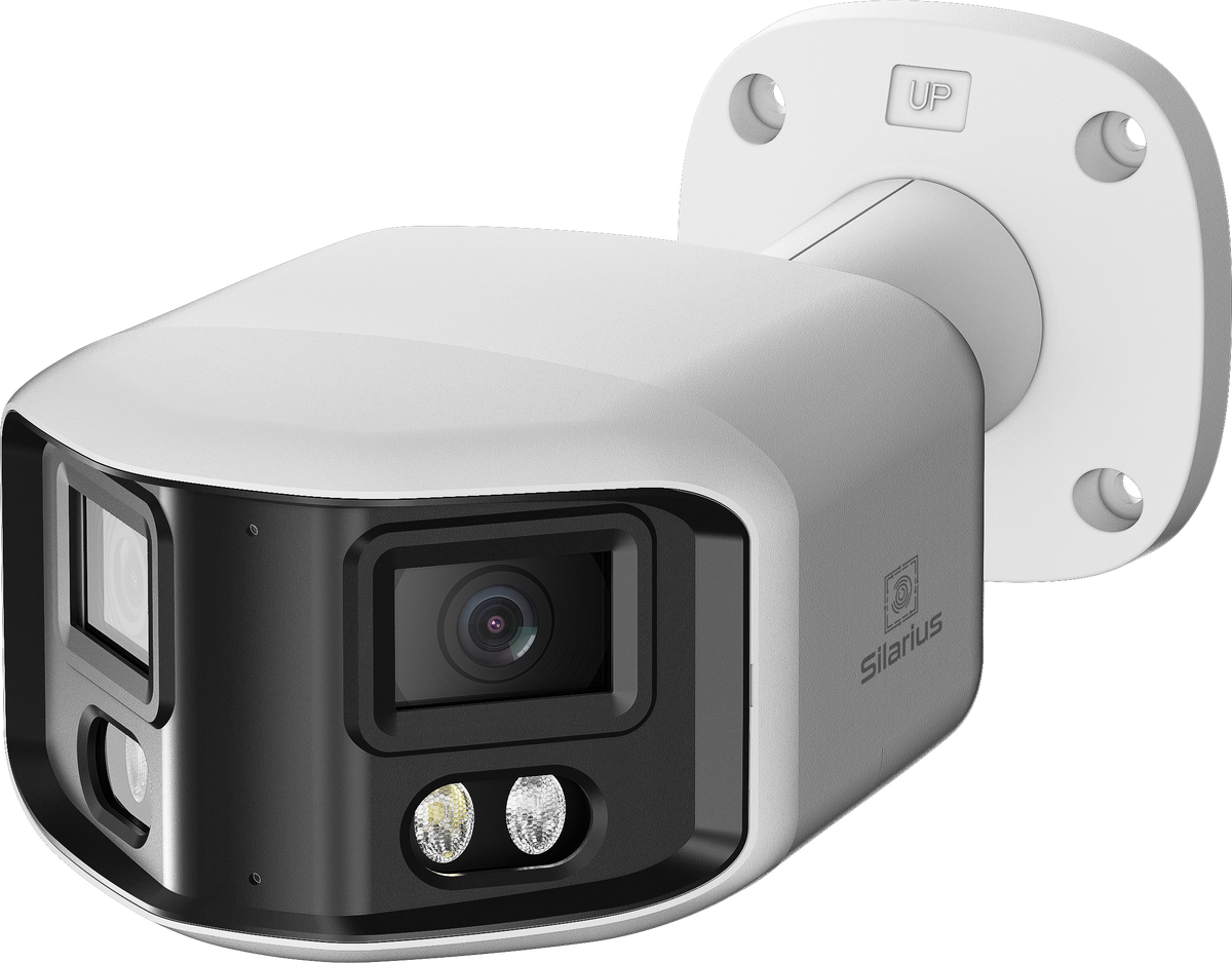 Silarius X SIL-PB8MP28AU 8MP Smart Dual Illumination Panoramic Auto Stitching ONVIF Bullet Network Camera with 2-Way Audio (NDAA Compliant)
