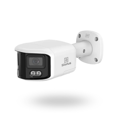 Silarius X SIL-PB8MP28AU 8MP Smart Dual Illumination Panoramic Auto Stitching ONVIF Bullet Network Camera with 2-Way Audio (NDAA Compliant)