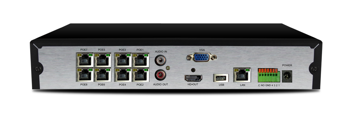 Silarius SIL-NVR4K16 16-Channel NVR, 8 PoE Ports, 4K, 1 Drive Bay
