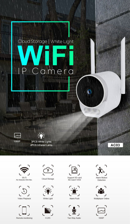 Silarius SIL-BHOMEWIFI2MP28 WiFi, APP enabled, fixed, 2MP full HD, Alarm lights, Outdoor camera ,2-way audio - 2.8mm lens